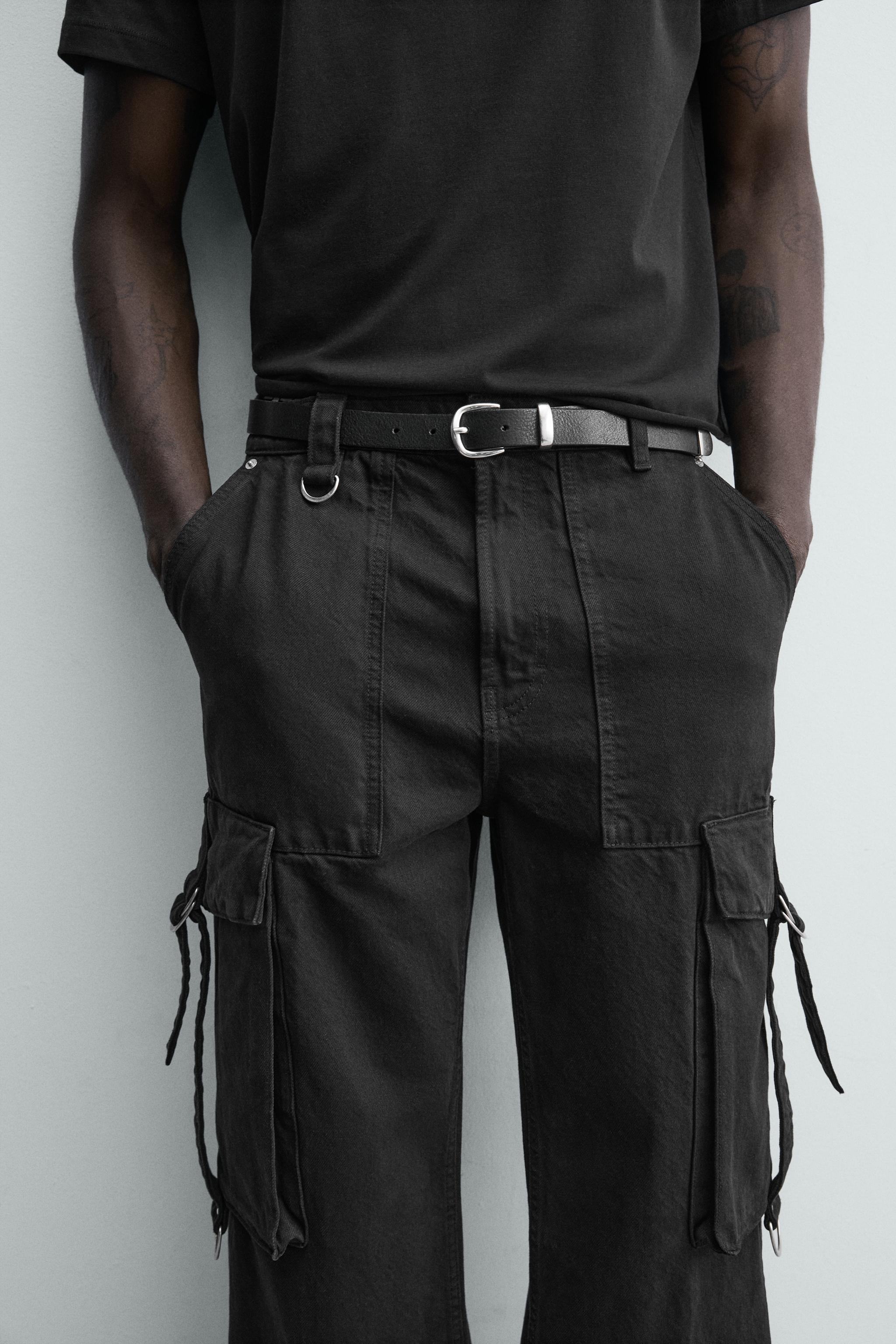 RELAXED FIT CARGO PANTS WITH STRAPS